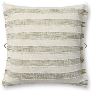Loloi Green and Ivory Striped Throw Pillow
